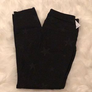 High rise black star crop pants